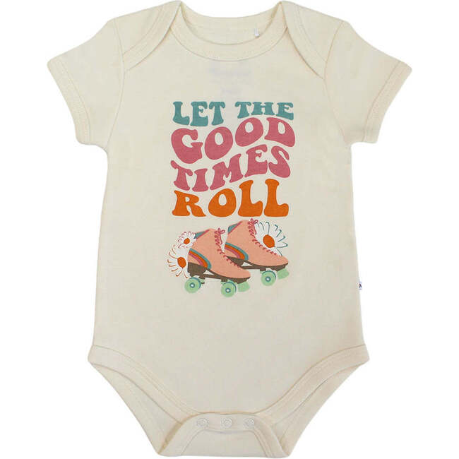 Let the Good Times Roll Roller Skates Cotton Baby Onesie White/Multi