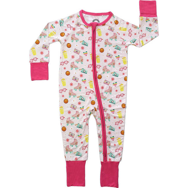 Let the Good Times Roll Roller Skates Bamboo Convertible Baby Pajamas Pink/Multi