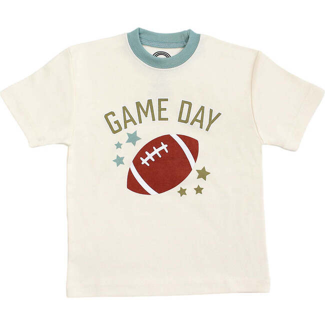 Game Day Football Cotton Toddler Short Sleeve Shirt White/Multi