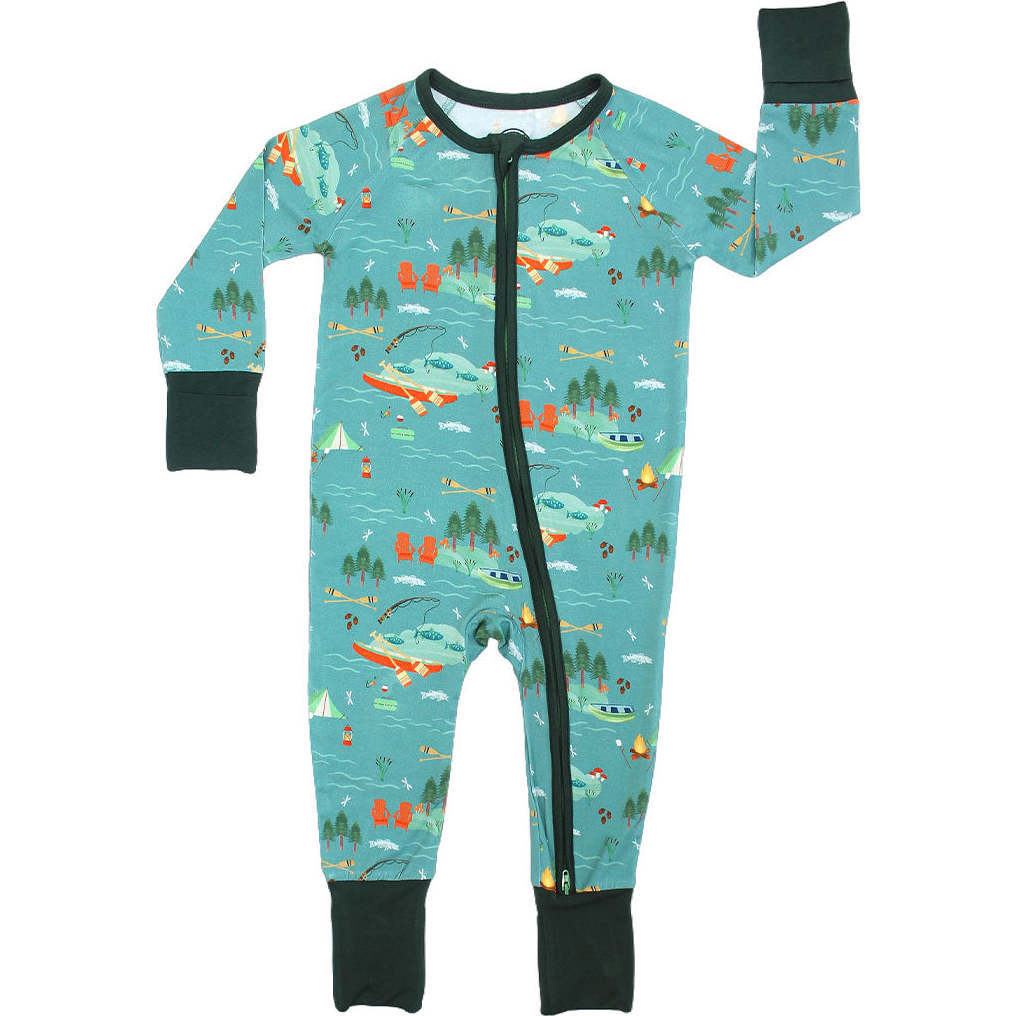 Jump in the Lake Bamboo Convertible Baby Pajamas Blue/Multi - Footie Pajamas - 1