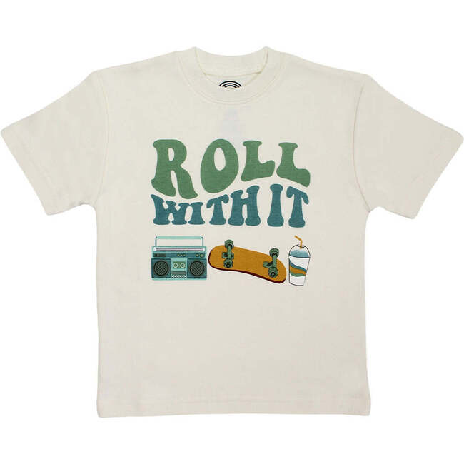 Roll With It Skateboard Cotton Toddler Short Sleeve Shirt White/Multi