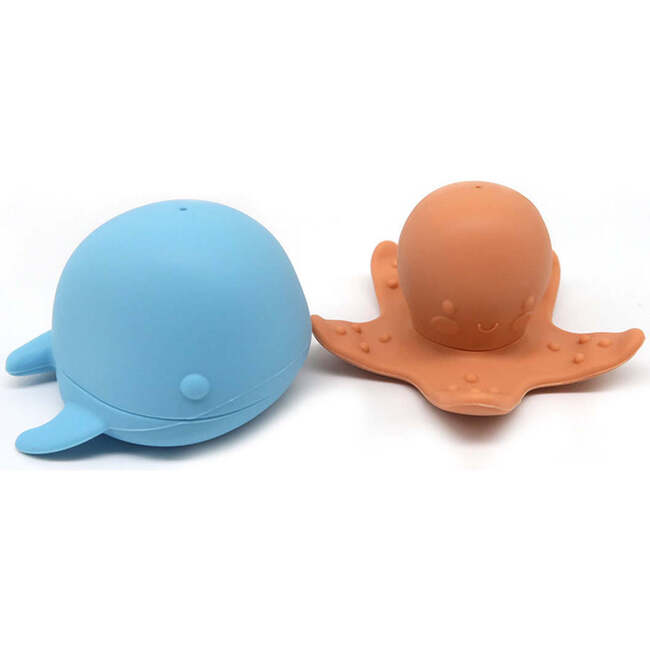 Lucy's Room Silicone Whale and Octopus Bath Squirt Toys Play Set Blue/Orange