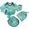 Jump in the Lake Bamboo Gown and Hat Newborn Baby Gift Set Blue/Multi - Mixed Apparel Set - 1 - thumbnail