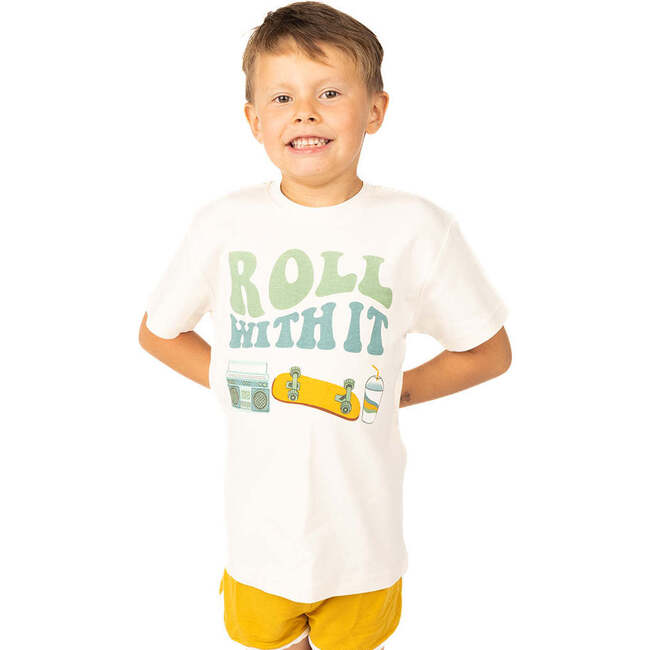 Roll With It Skateboard Cotton Toddler Short Sleeve Shirt White/Multi - T-Shirts - 3