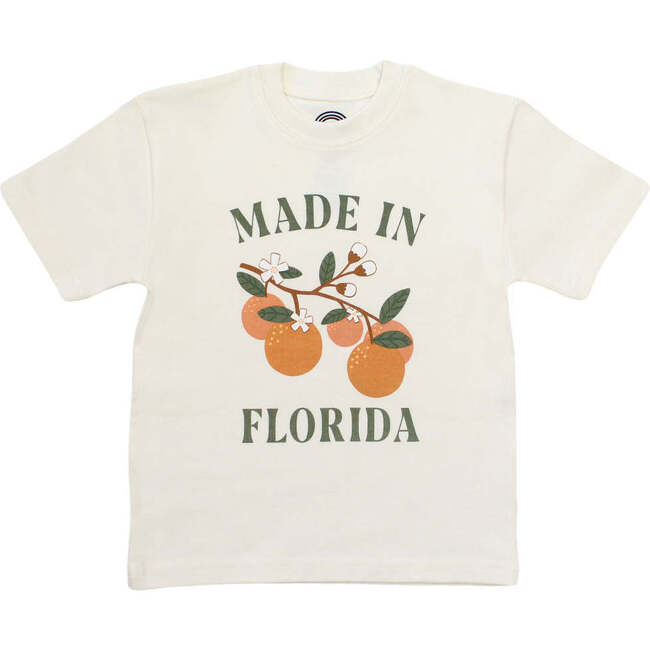 Made in Florida Oranges Cotton Toddler Short Sleeve Shirt White/Multi