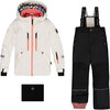 Hooded 2-Piece Technical Snowsuit, Off-White & Black - Snowsuits - 1 - thumbnail