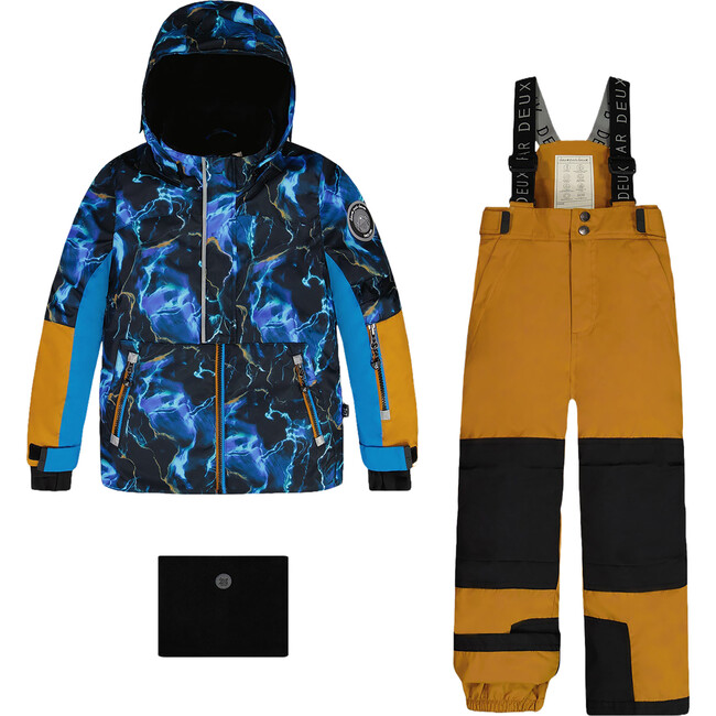 Storm Print Detachable Hood 2-Piece Snowsuit, Spice