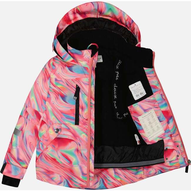 Marble Print Hooded 2-Piece Technical Snowsuit, Multicolors & Black - Snowsuits - 2