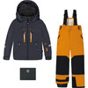 Hooded 2-Piece Technical Snowsuit, Gray & Tan - Snowsuits - 1 - thumbnail