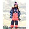 Unicorn Print Detachable Hood 2-Piece Snowsuit, Navy & Coral - Snowsuits - 2