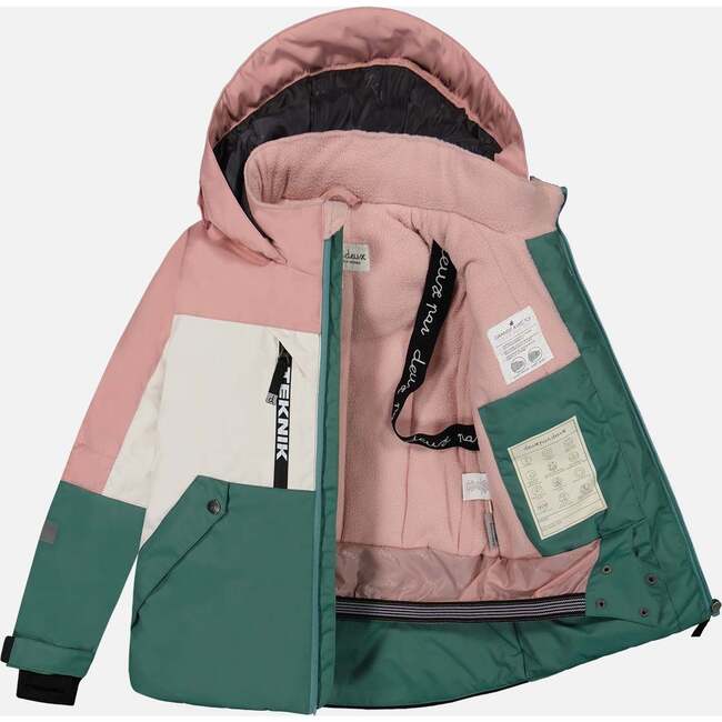Hooded 2-Piece Technical Snowsuit, Pink & Multicolors - Snowsuits - 2