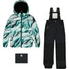 Glaciers Print Detachable Hood 2-Piece Snowsuit, Black - Snowsuits - 1 - thumbnail