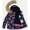 Unicorn Print Detachable Hood 2-Piece Snowsuit, Navy & Coral - Snowsuits - 3