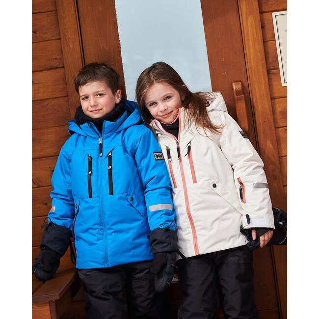 Hooded 2-Piece Technical Snowsuit, Off-White & Black - Snowsuits - 2