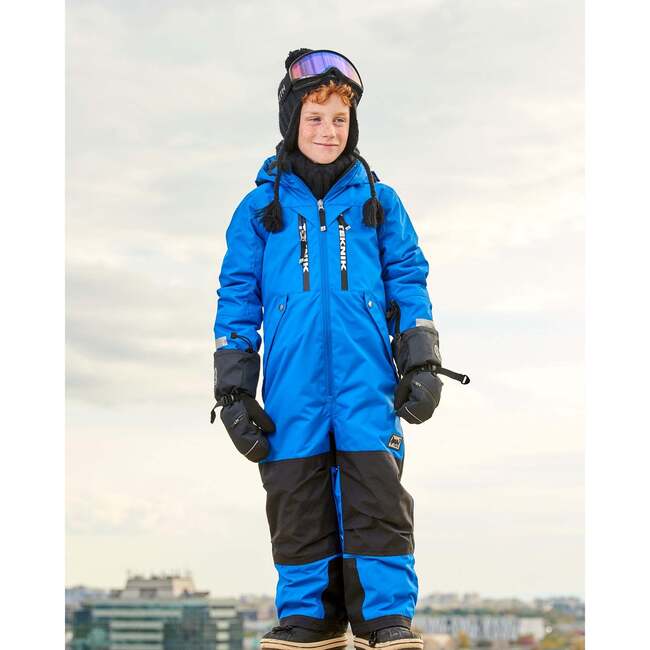 Hooded One-Piece Technical Snowsuit, Royal Blue - Snowsuits - 2