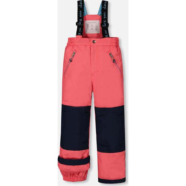 Unicorn Print Detachable Hood 2-Piece Snowsuit, Navy & Coral - Snowsuits - 5