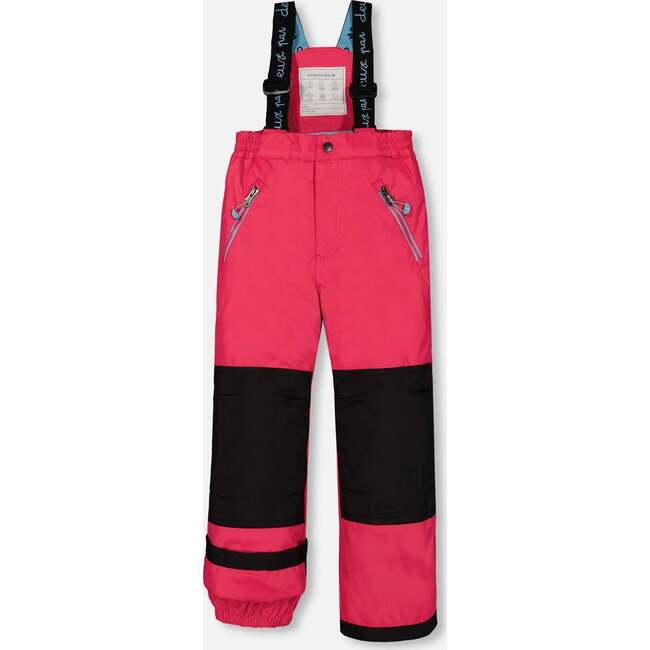 Rose Print Detachable Hood 2-Piece Snowsuit, Black & Fuschia Pink - Snowsuits - 5