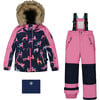 Unicorns Print Detachable Hood 2-Piece Snowsuit, Mauve - Snowsuits - 1 - thumbnail