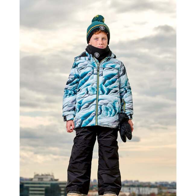 Glaciers Print Detachable Hood 2-Piece Snowsuit, Black - Snowsuits - 2