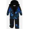 Storm Print Hooded One-Piece Technical Snowsuit, Black - Snowsuits - 3