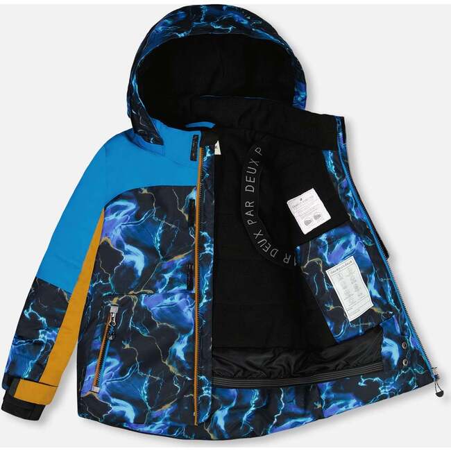 Storm Print Detachable Hood 2-Piece Snowsuit, Royal Blue - Snowsuits - 3