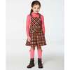 Milano Checketed Sleeveless Shortall, Plaid Magenta & Brown - Overalls - 3