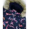 Unicorn Print Detachable Hood 2-Piece Snowsuit, Navy & Coral - Snowsuits - 7