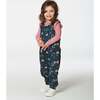 Flowers Print Muslin Sleeveless Ruffle Strap Overall, Teal - Overalls - 3