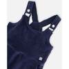 Velvet Stretch Sleeveless Ankle Cuffed Cargo Overalls, Navy - Overalls - 3