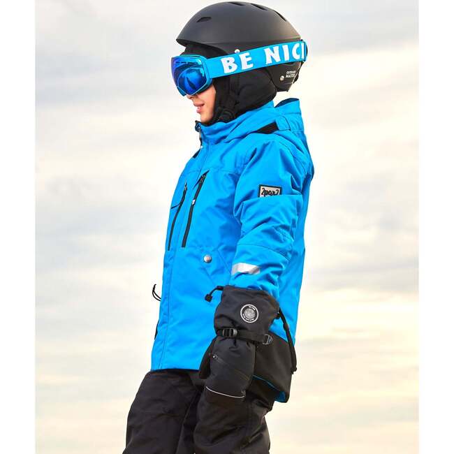 Hooded 2-Piece Technical Snowsuit, Royal Blue & Black - Snowsuits - 4