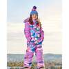 Landscape Print Detachable Hood One-Piece Snowsuit, Mauve - Snowsuits - 4