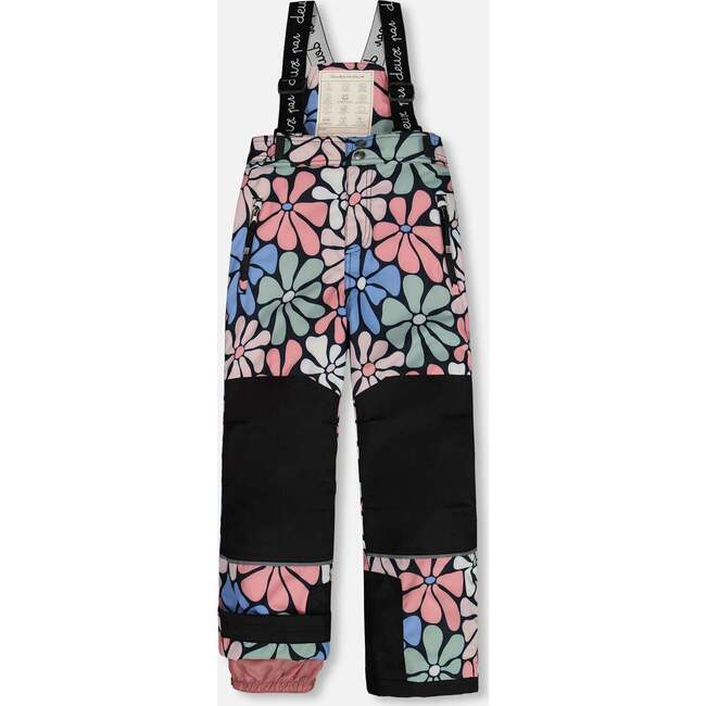 Retro Flowers Print Color-Block Hooded 2-Piece Technical Snowsuit, Multicolors - Snowsuits - 7