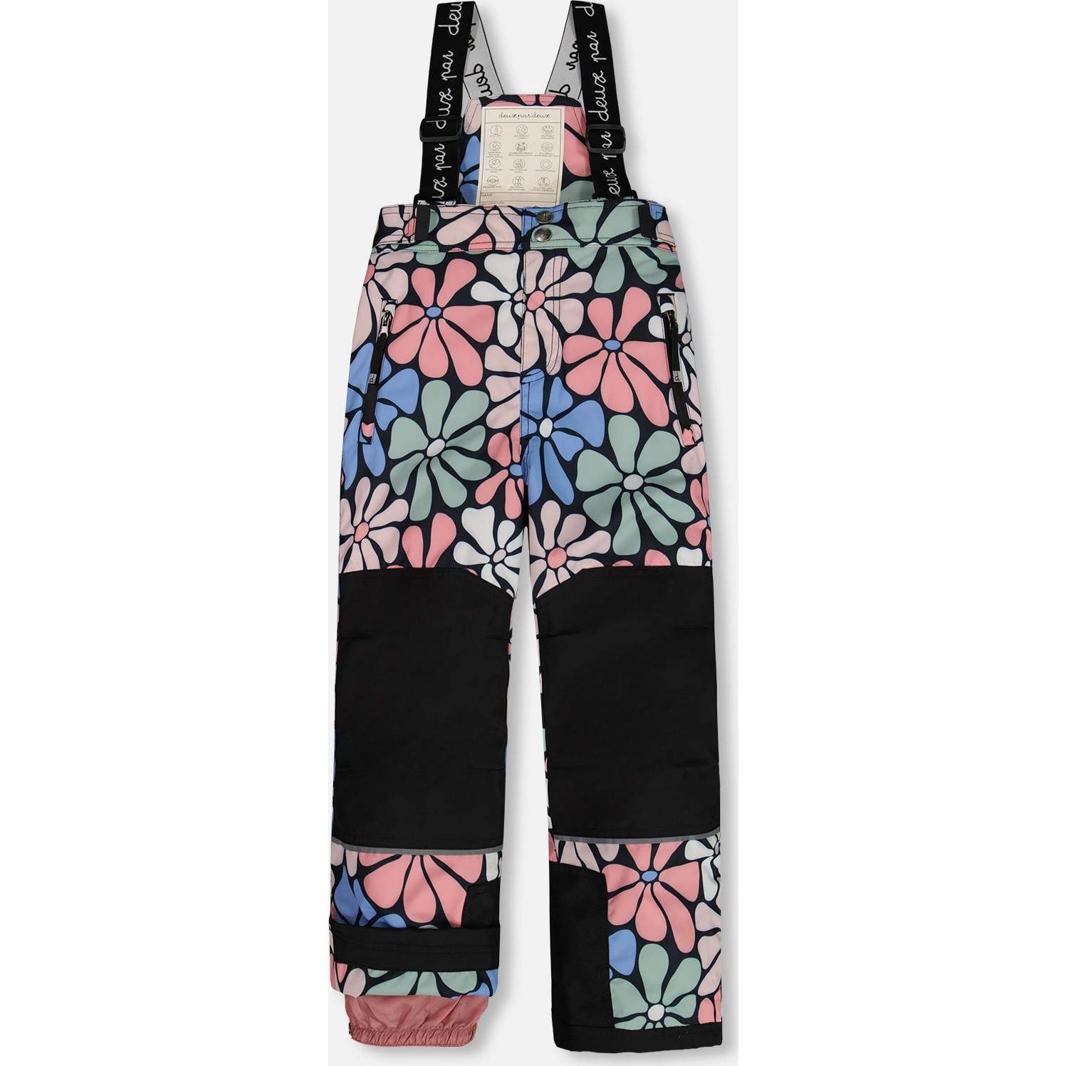 Retro Flowers Print Color-Block Hooded 2-Piece Technical