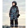 Dinos Print Detachable Hood One-Piece Snowsuit, Black - Snowsuits - 2