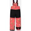 Flowers Print Detachable Hood 2-Piece Snowsuit, Black & Coral - Snowsuits - 6