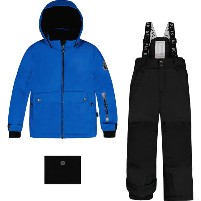 Detachable Hood 2-Piece Snowsuit, Royal Blue & Black