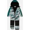 Glaciers Print Detachable Hood One-Piece Snowsuit, Forest Green - Snowsuits - 5