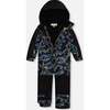 Dinos Print Detachable Hood One-Piece Snowsuit, Black - Snowsuits - 3