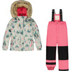 Deers Print Detachable Hood 2-Piece Snowsuit, Candy Pink - Snowsuits - 1 - thumbnail