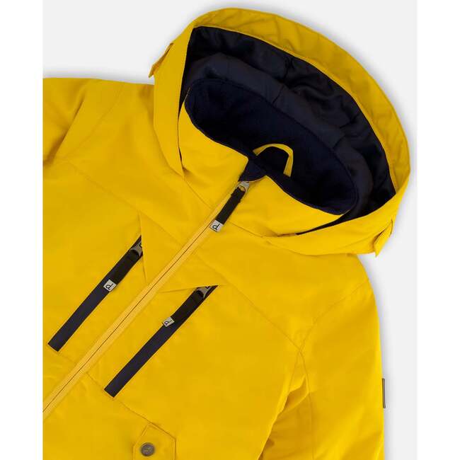 Hooded 2-Piece Technical Snowsuit, Yellow & Navy - Snowsuits - 7