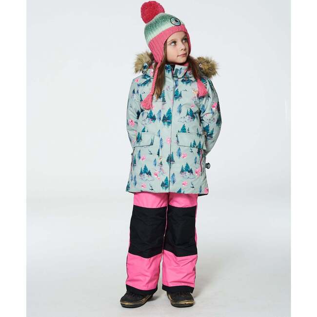 Deers Print Detachable Hood 2-Piece Snowsuit, Candy Pink - Snowsuits - 4