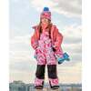 Color-Block Marble Print Detachable Hood 2-Piece Snowsuit, Coral & Air Blue - Snowsuits - 2