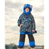 Detachable Hood 2-Piece Snowsuit, Royal Blue - Snowsuits - 3