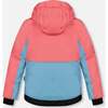 Color-Block Marble Print Detachable Hood 2-Piece Snowsuit, Coral & Air Blue - Snowsuits - 4