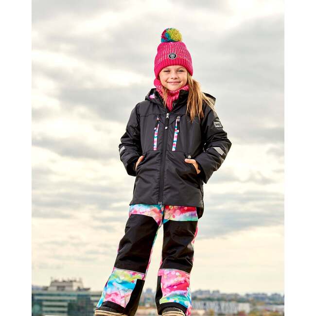 Bubbles Print Hooded 2-Piece Technical Snowsuit, Black - Snowsuits - 2
