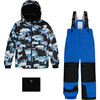 Bears Print Detachable Hood 2-Piece Snowsuit, Royal Blue - Snowsuits - 1 - thumbnail