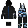 Bears Print Detachable Hood 2-Piece Snowsuit, Black & Blue - Snowsuits - 1 - thumbnail