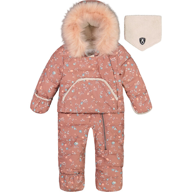 Baby Hooded One-Piece Snowsuit For Car Seat, Vintage Flowers