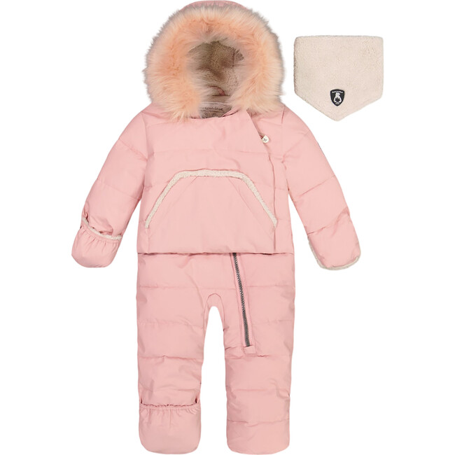 Baby Hooded One-Piece Snowsuit For Car Seat, Pink