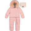 Baby Hooded One-Piece Snowsuit For Car Seat, Pink - Snowsuits - 1 - thumbnail